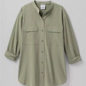 Prana Railay tunic, sage green, stretchy and lightweight.